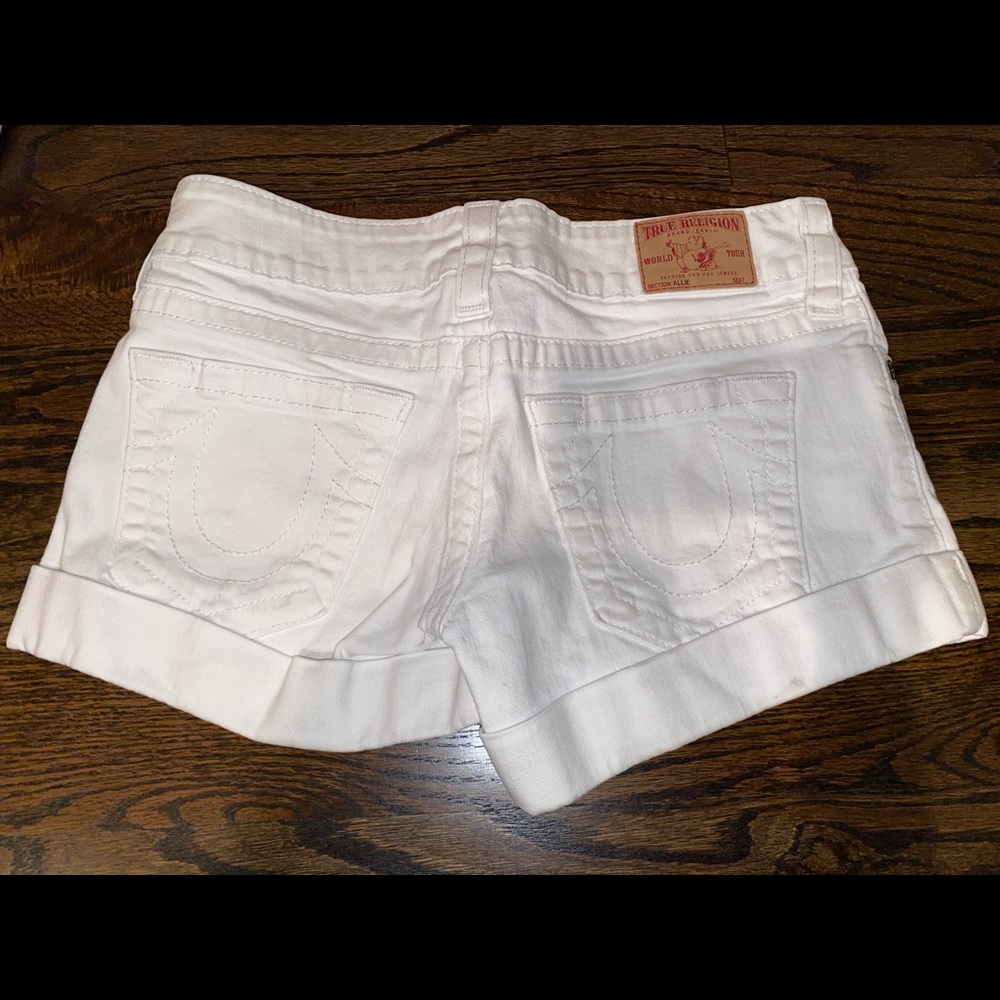 True Religion White Jean Shorts
